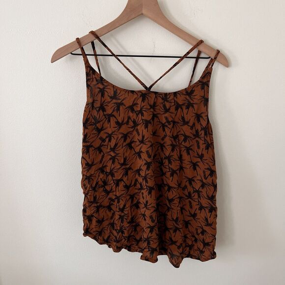 Mossimo Palm Tree Wrap Orange And Black Front Sleeveless - Large - Picture 3 of 4